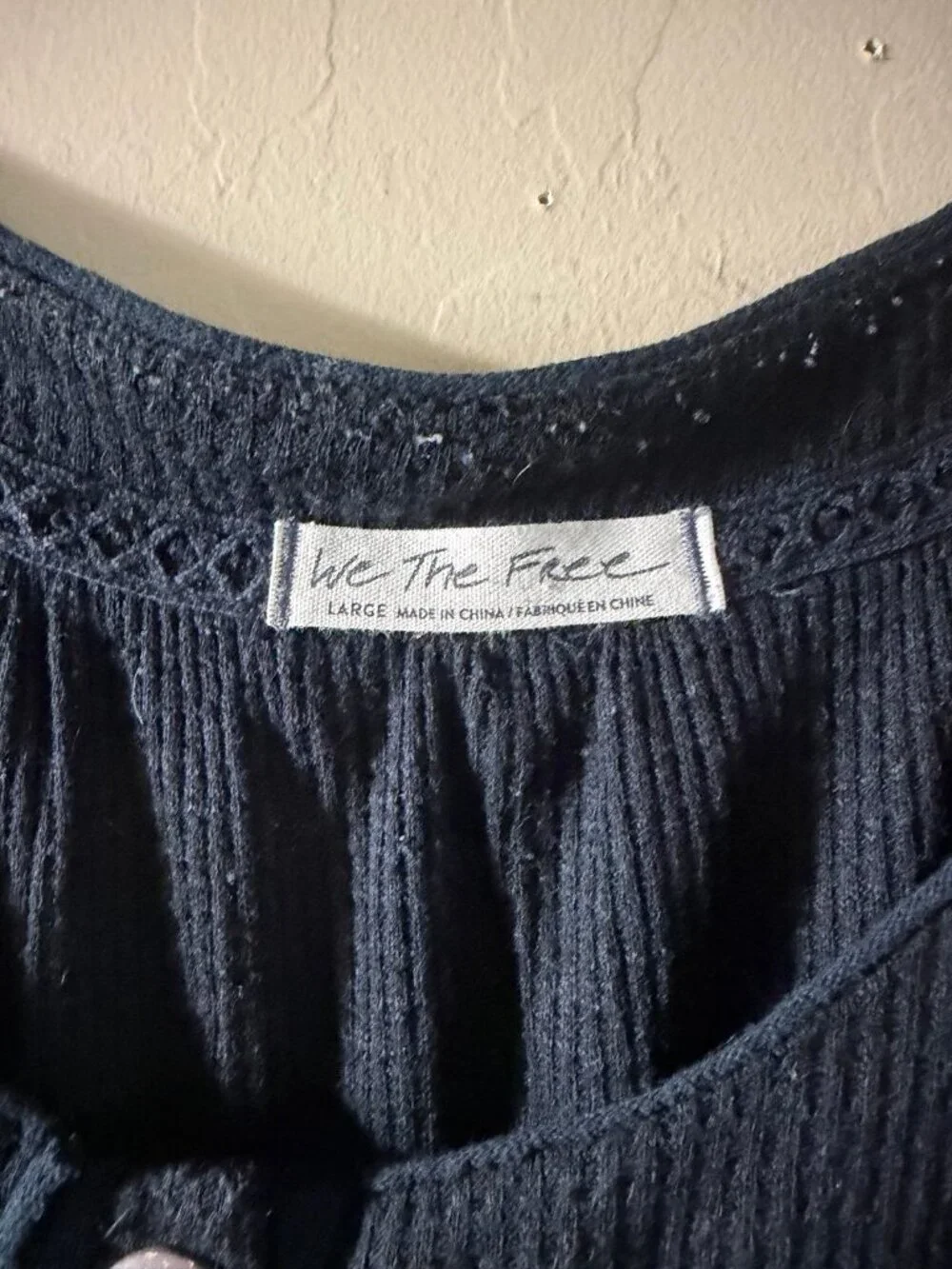 Women's Black Long Sleeve Henley Button Up Knit Top